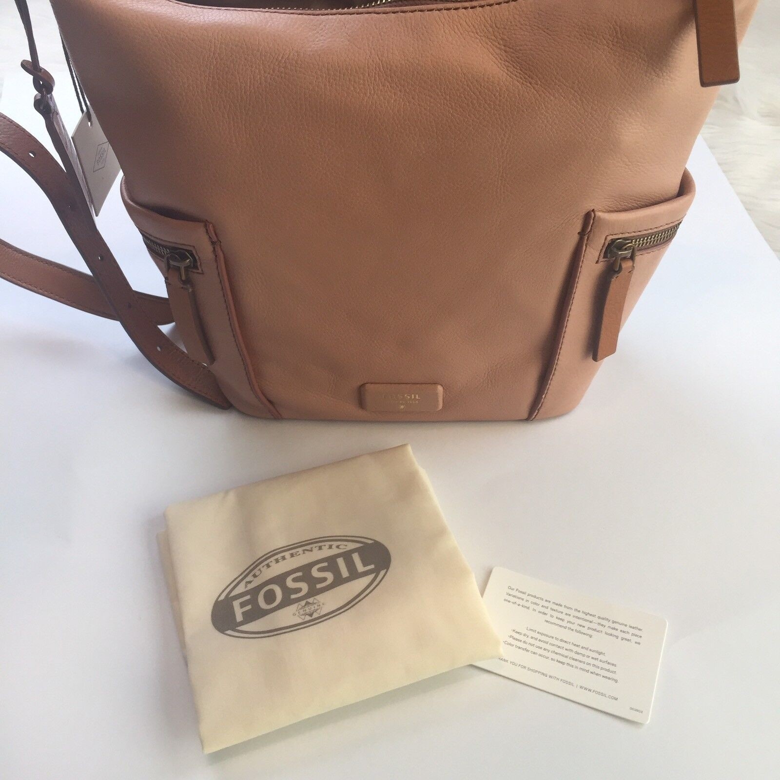 Fossil Emerson Small Hobo Shell Pink Pebbled Leather Bag Zb6723244